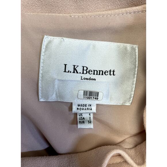 L.K. BENNETT Sissi Asymmetric Neck Knee Length Sheath Dress Pink/nude - Picture 9 of 13